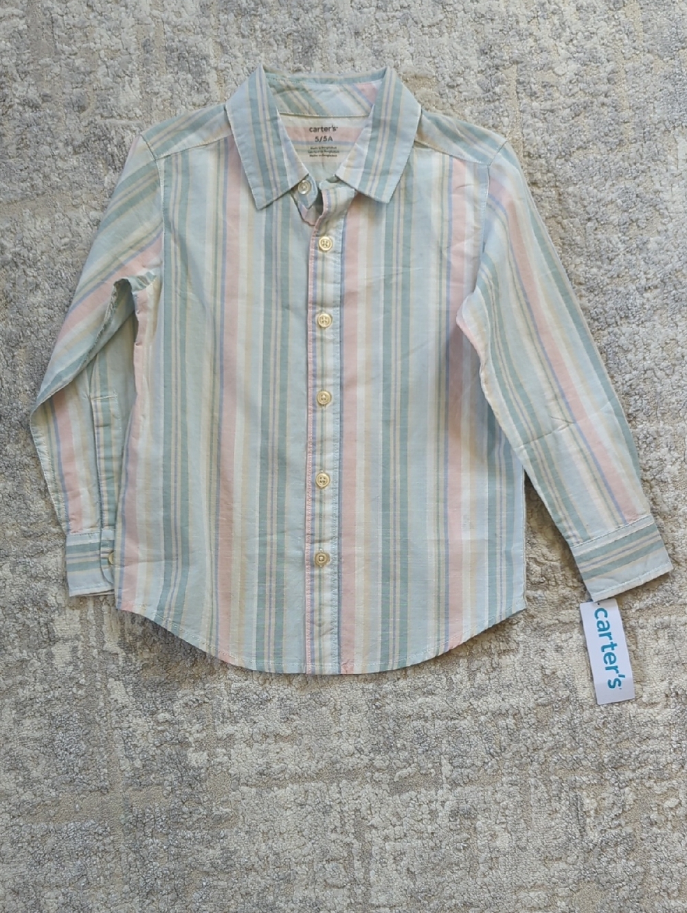 NWT Carter's Pastel Stripe Button-Down Shirt Size 5